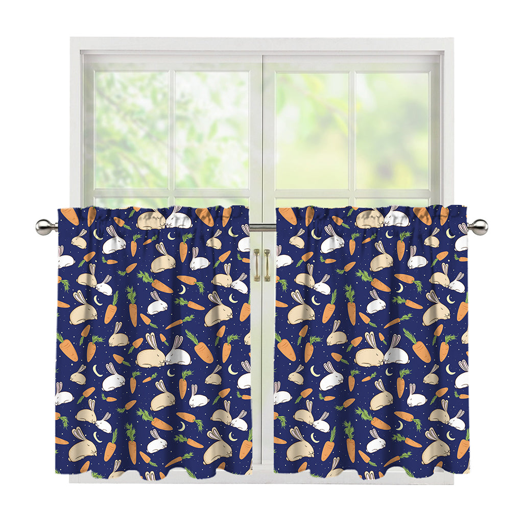 Carrot And Rabbit Pattern Print Tier Curtains