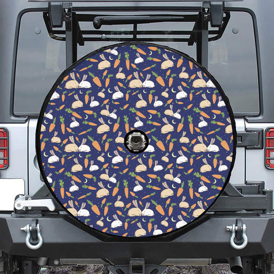 Carrot And Rabbit Pattern Print Tire Cover With Camera Hole