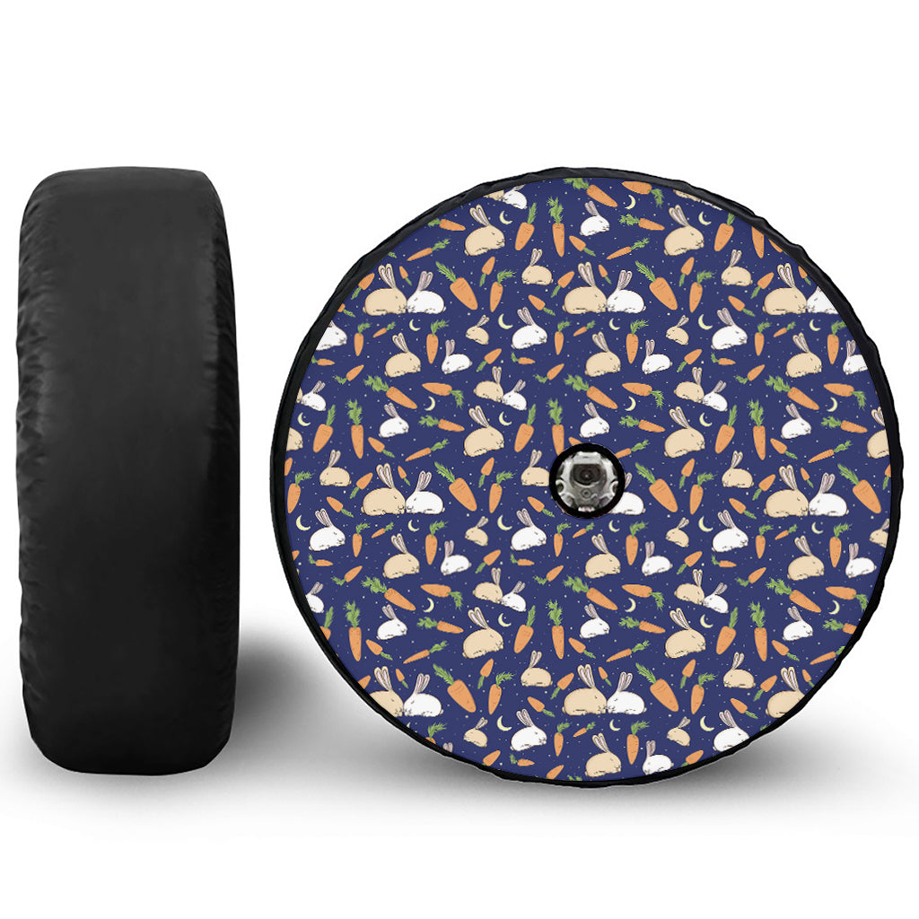 Carrot And Rabbit Pattern Print Tire Cover With Camera Hole