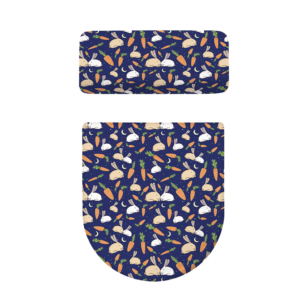 Carrot And Rabbit Pattern Print Toilet Lid And Tank Cover Set