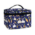 Carrot And Rabbit Pattern Print Travel Makeup Bag