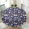 Carrot And Rabbit Pattern Print Waterproof Round Tablecloth