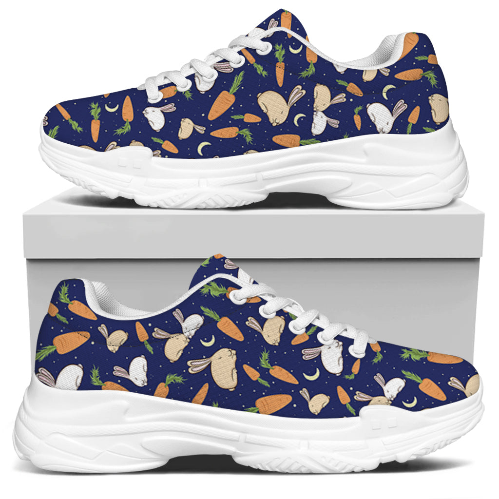 Carrot And Rabbit Pattern Print White Chunky Shoes