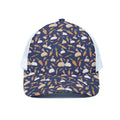 Carrot And Rabbit Pattern Print White Mesh Trucker Hat