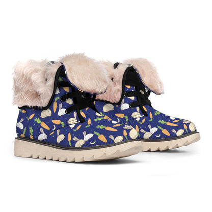 Carrot And Rabbit Pattern Print Winter Boots