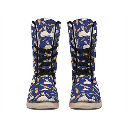Carrot And Rabbit Pattern Print Winter Boots