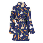 Carrot And Rabbit Pattern Print Women's Bathrobe