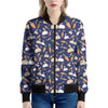 Carrot And Rabbit Pattern Print Women's Bomber Jacket