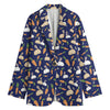 Carrot And Rabbit Pattern Print Women's Cotton Blazer