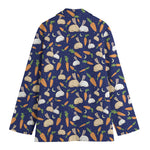 Carrot And Rabbit Pattern Print Women's Cotton Blazer