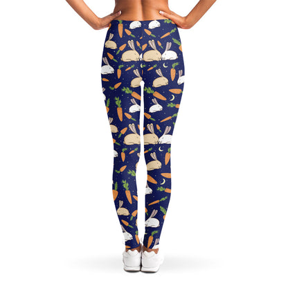 Carrot And Rabbit Pattern Print Women's Leggings