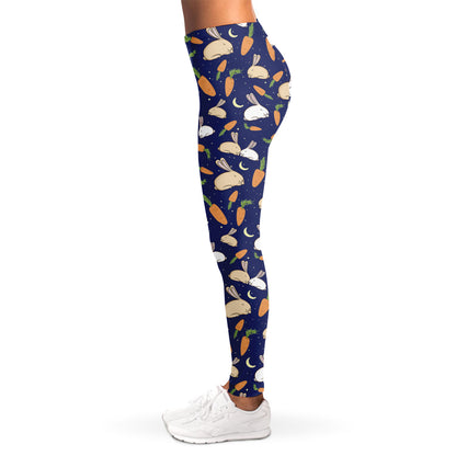 Carrot And Rabbit Pattern Print Women's Leggings