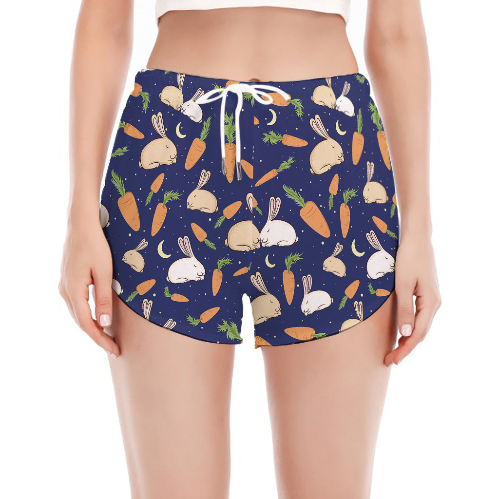 Carrot And Rabbit Pattern Print Women's Split Running Shorts