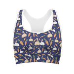 Carrot And Rabbit Pattern Print Women's Sports Bra