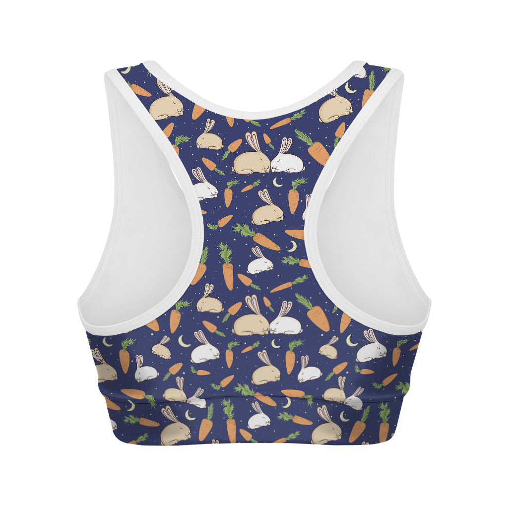 Carrot And Rabbit Pattern Print Women's Sports Bra