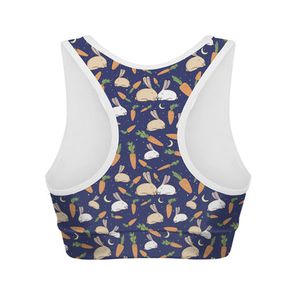 Carrot And Rabbit Pattern Print Women's Sports Bra