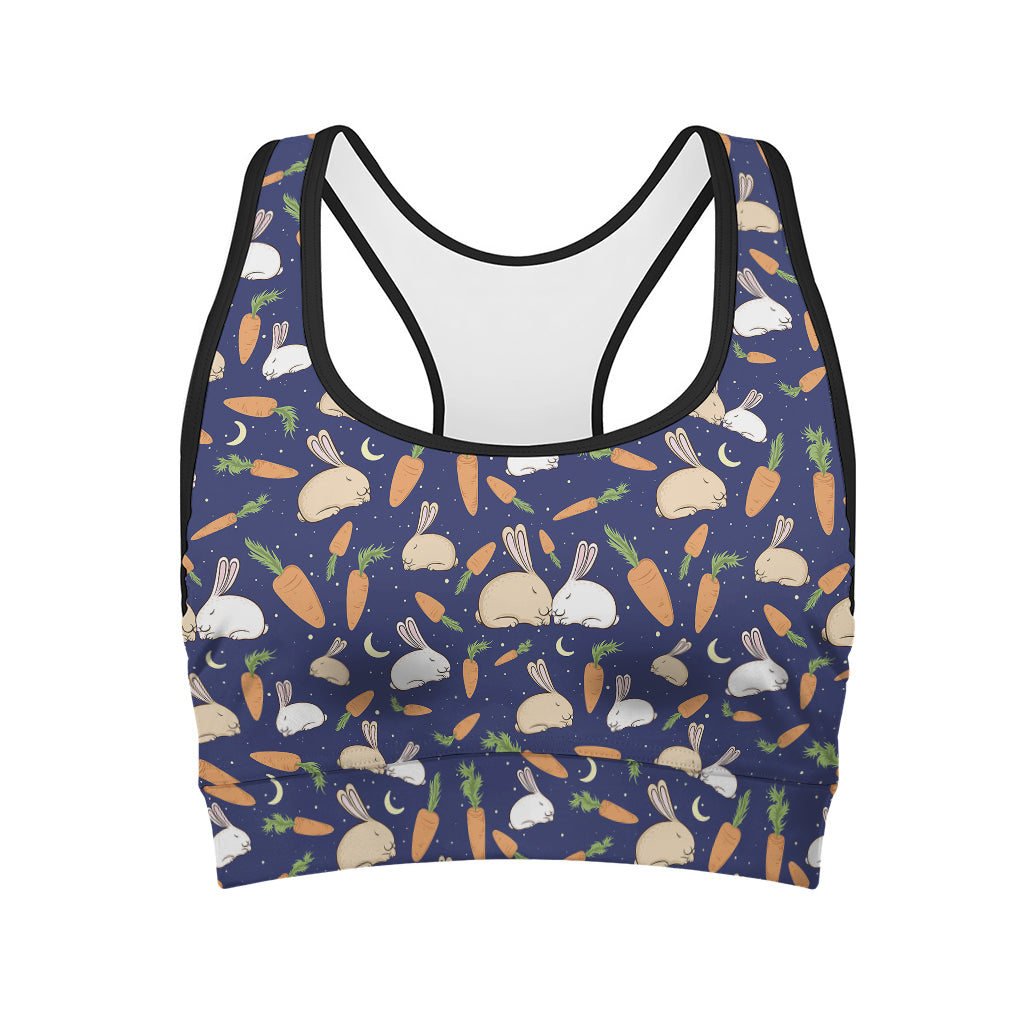 Carrot And Rabbit Pattern Print Women's Sports Bra
