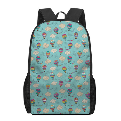 Cartoon Air Balloon Pattern Print 17 Inch Backpack