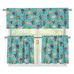 Cartoon Air Balloon Pattern Print 3 Piece Kitchen Curtains