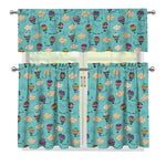 Cartoon Air Balloon Pattern Print 3 Piece Kitchen Curtains