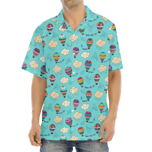 Cartoon Air Balloon Pattern Print Aloha Shirt