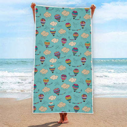 Cartoon Air Balloon Pattern Print Beach Towel