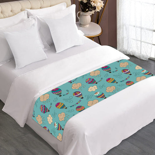 Cartoon Air Balloon Pattern Print Bed Runner
