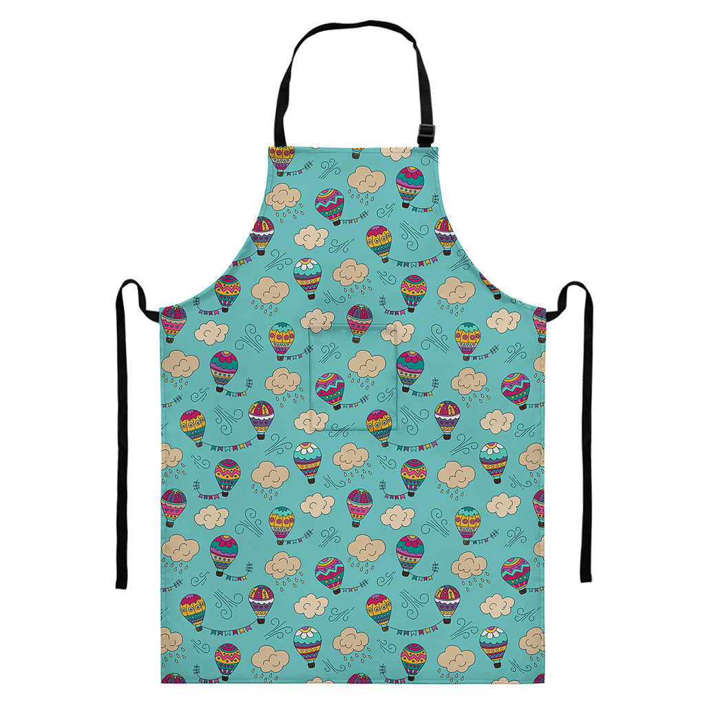 Cartoon Air Balloon Pattern Print Bib Apron With Pocket