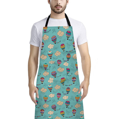 Cartoon Air Balloon Pattern Print Bib Apron With Pocket