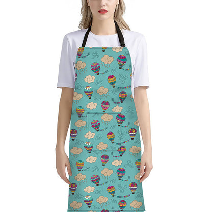 Cartoon Air Balloon Pattern Print Bib Apron With Pocket