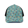 Cartoon Air Balloon Pattern Print Black Mesh Trucker Cap