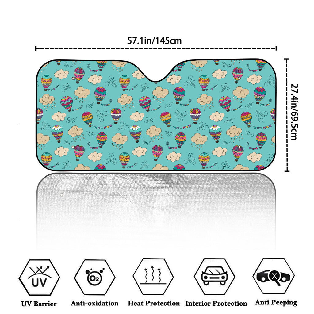 Cartoon Air Balloon Pattern Print Car Windshield Sun Shade