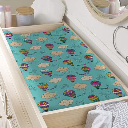 Cartoon Air Balloon Pattern Print Changing Pad Cover