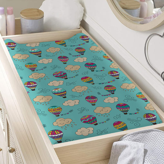 Cartoon Air Balloon Pattern Print Changing Pad Cover