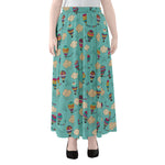 Cartoon Air Balloon Pattern Print Chiffon Maxi Skirt