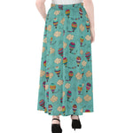 Cartoon Air Balloon Pattern Print Chiffon Maxi Skirt