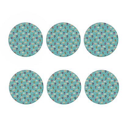 Cartoon Air Balloon Pattern Print Coaster Set