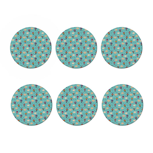 Cartoon Air Balloon Pattern Print Coaster Set