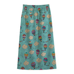 Cartoon Air Balloon Pattern Print Cotton Front Slit Maxi Skirt
