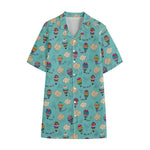 Cartoon Air Balloon Pattern Print Cotton Hawaiian Shirt