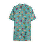 Cartoon Air Balloon Pattern Print Cotton Hawaiian Shirt