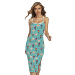 Cartoon Air Balloon Pattern Print Cross Back Cami Dress