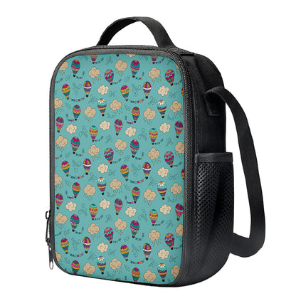 Cartoon Air Balloon Pattern Print Crossbody Lunch Bag
