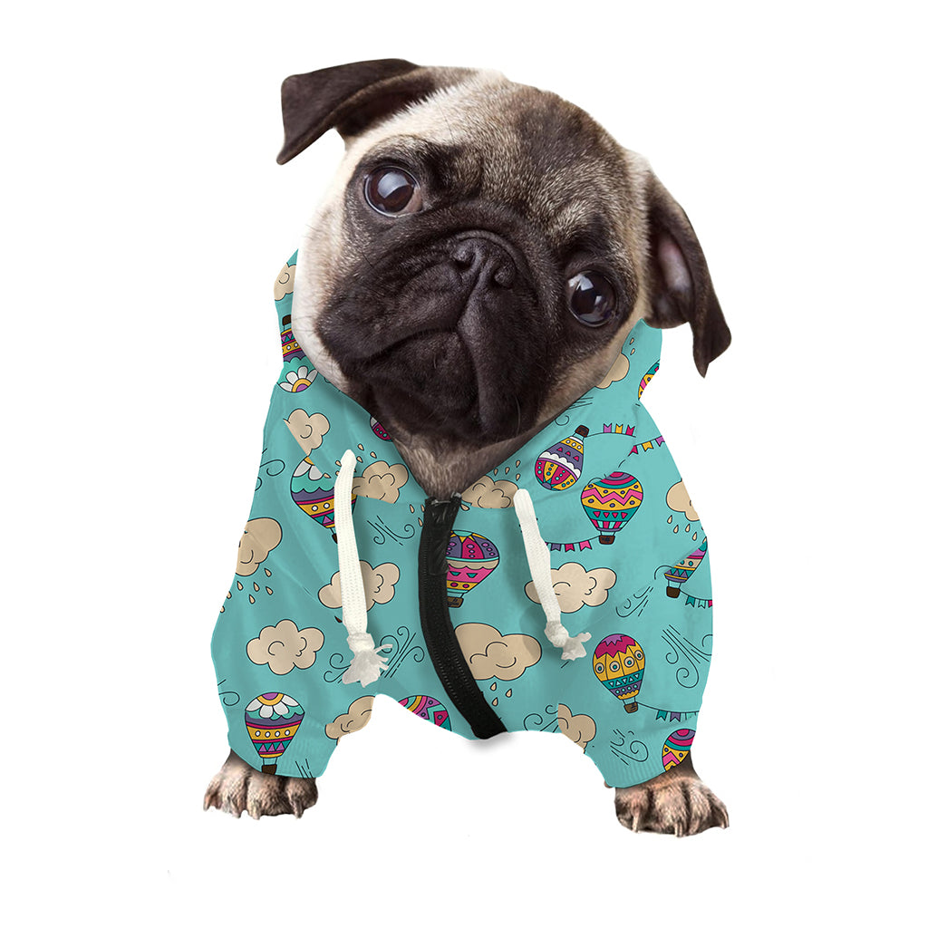 Cartoon Air Balloon Pattern Print Dog Zip Up Hoodie