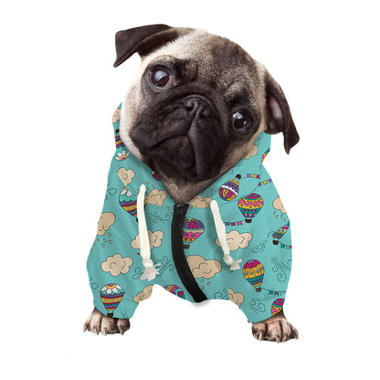 Cartoon Air Balloon Pattern Print Dog Zip Up Hoodie