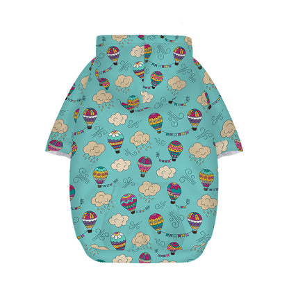 Cartoon Air Balloon Pattern Print Dog Zip Up Hoodie
