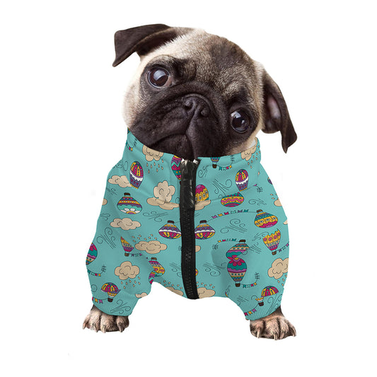 Cartoon Air Balloon Pattern Print Dog Zip Up Jacket