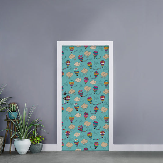 Cartoon Air Balloon Pattern Print Door Sticker