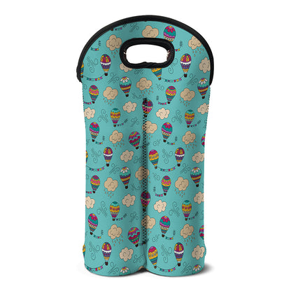 Cartoon Air Balloon Pattern Print Double Neoprene Wine Tote
