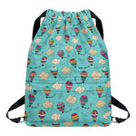 Cartoon Air Balloon Pattern Print Drawstring Backpack